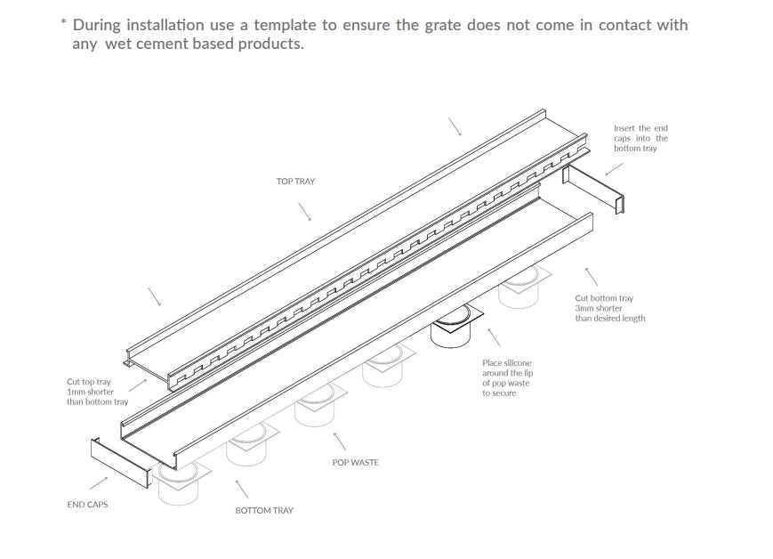 300-5600mm Lauxes Shower Grate Drain Aluminium Slimline Tile Insert Indoor Outdoor Silver Surface - HD reno