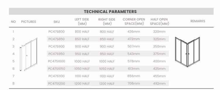 800-1200mm 6mm Thickness Standard Height 2000mm Covey Chrome SemiFrameless Corner Double Sliding Door Shower Screens