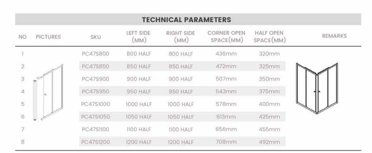 800-1200mm 6mm Thickness Standard Height 2000mm Covey Gun Metal SemiFrameless Corner Double Sliding Door Shower Screens
