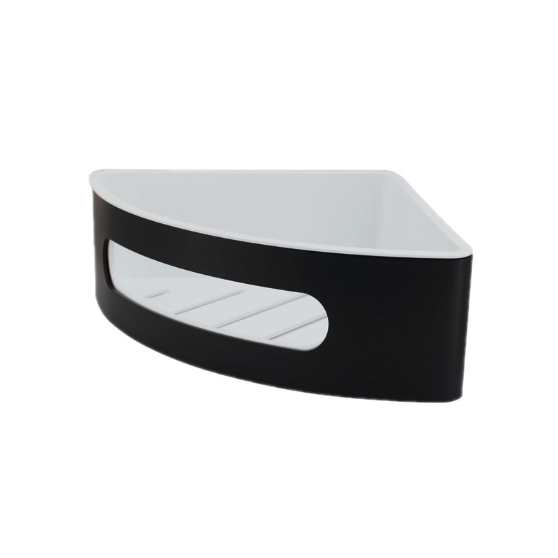 K001 Corner Matte Black Shower Basket with Removable Tray