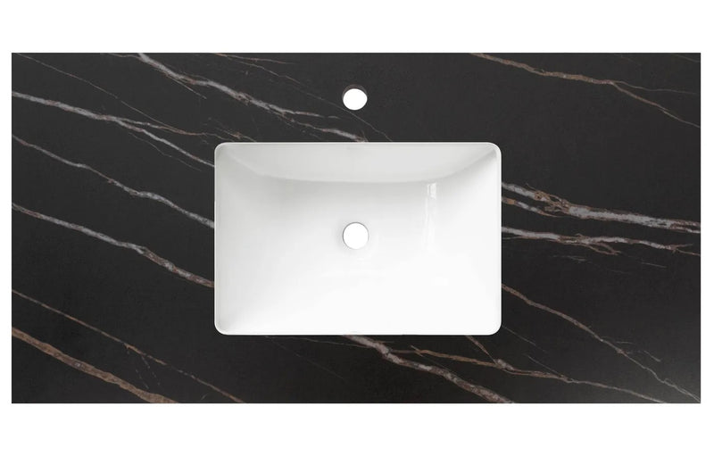 600-750*460*15mm Empire Black Rock Plate Stone Tops With Undermount Basin