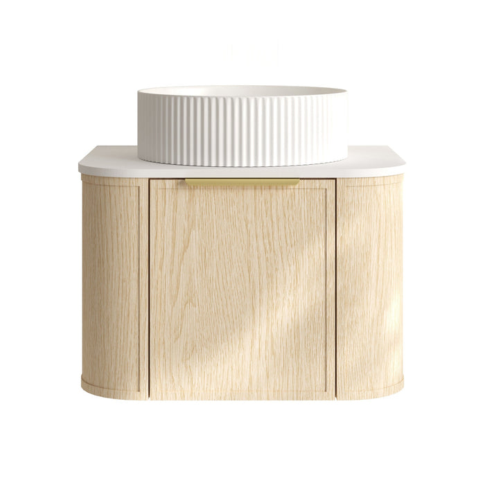 600-1500*455*390mm Mercio Elva Natural Oak Curved MDF Wall Hung Vanity