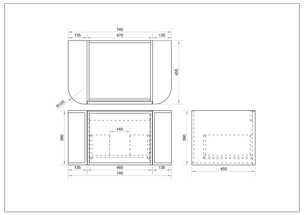 600-1500*455*390mm Mercio Elva Natural Oak Curved MDF Wall Hung Vanity