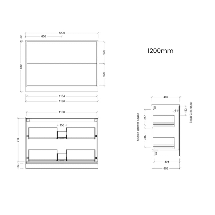 TIMBERLINE ELWOOD CUSTOM FLOOR STANDING VANITY (ALL SIZING)