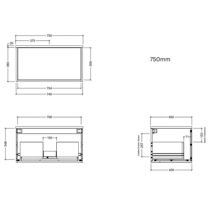 TIMBERLINE ELWOOD CUSTOM WALL HUNG VANITY (ALL SIZING)