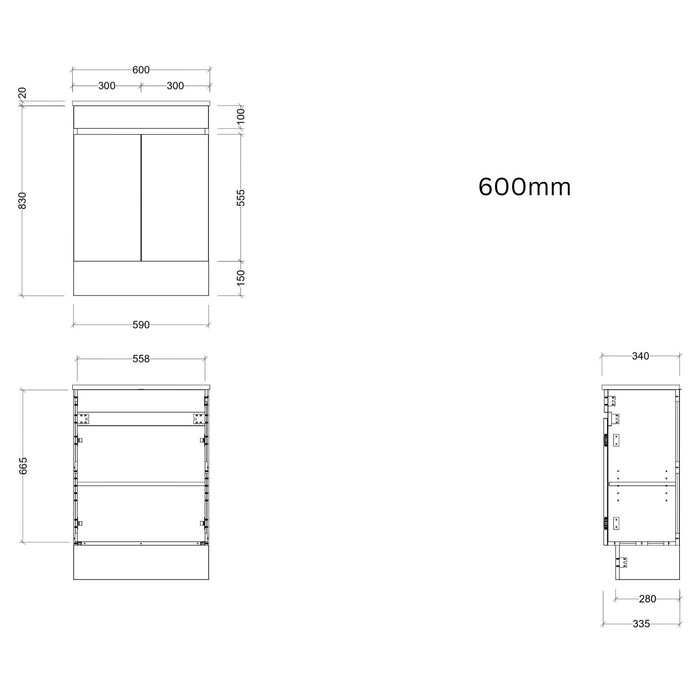 TIMBERLINE ENSUITE SPACE SAVING SINGLE BOWL CUSTOM FLOOR STANDING VANITY