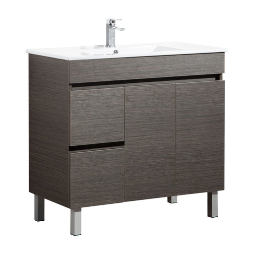 900-1500*460mm Bathroom Vanity PVC Dark Brown Freestanding Vanity With Kickboard - Left/Right Drawers Cabinet Only and Ceramic / Stone Top Available - HD reno