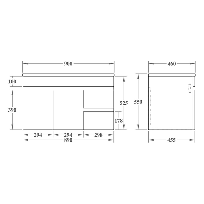 900-1800*460*550mm Poseidon PVC Evie Oak Wall Hung Vanity