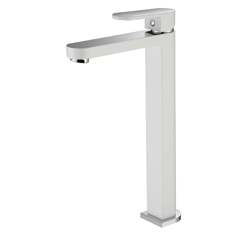 Modernnational Eva Mini Chrome And Matt White Solid Brass High Rise Basin Mixer