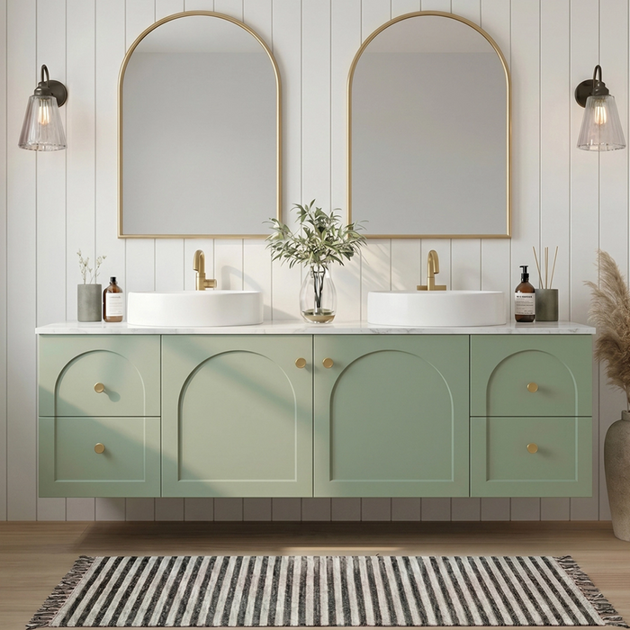 1500*455*470mm Lukka Chester Federation Olive Green PVC Cabinet Wall Hung Vanity