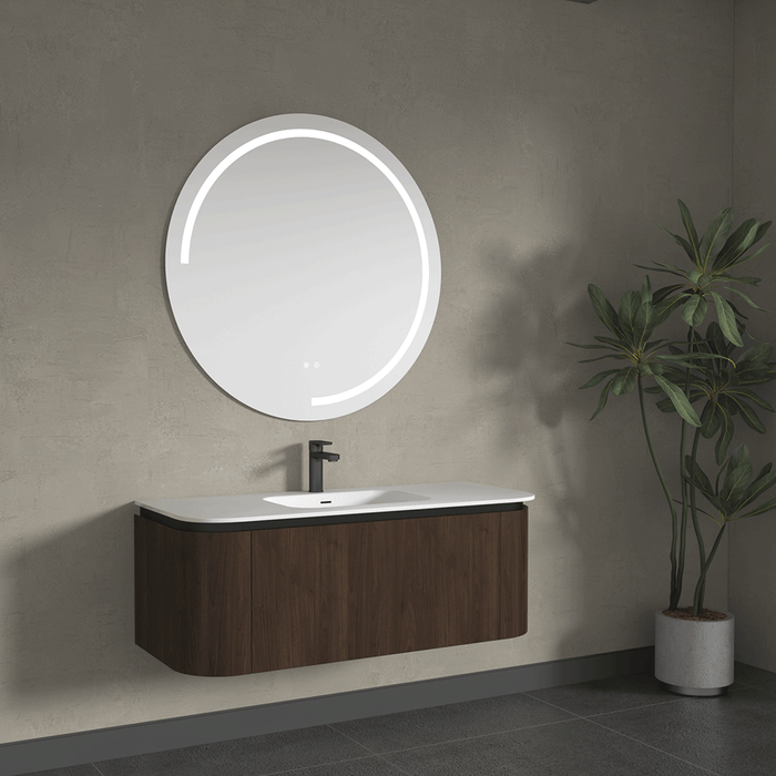 900-1500*455*430mm Infinity FELIX Walnut Plywood With One Main Drawer And Two Side Drawers Wall Hung Vanity