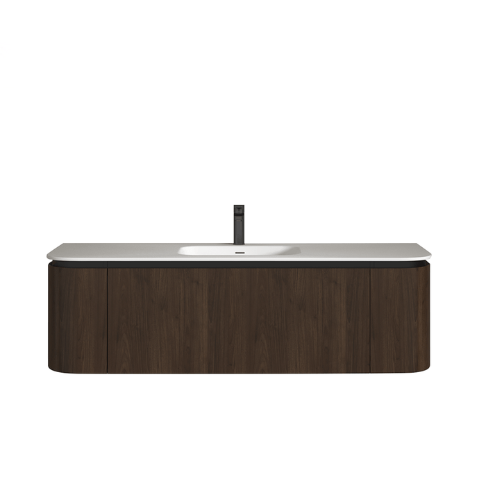 900-1500*455*430mm Infinity FELIX Walnut Plywood With One Main Drawer And Two Side Drawers Wall Hung Vanity