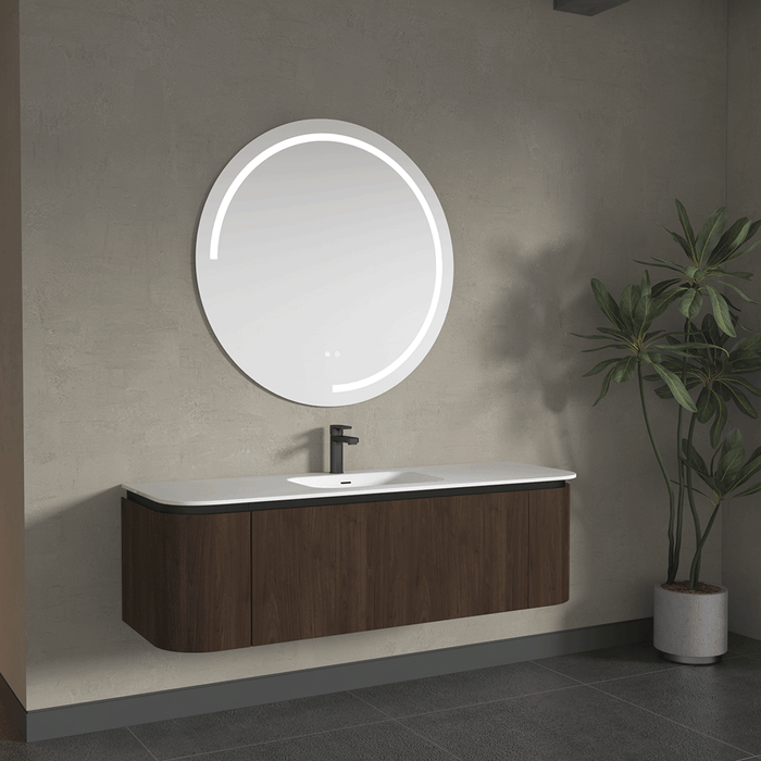 900-1500*455*430mm Infinity FELIX Walnut Plywood With One Main Drawer And Two Side Drawers Wall Hung Vanity