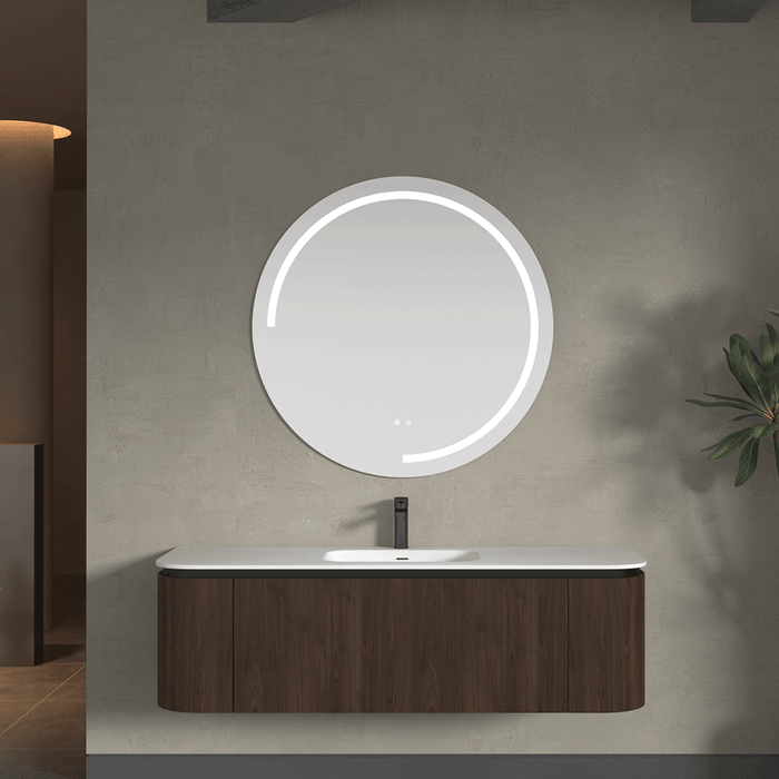 900-1500*455*430mm Infinity FELIX Walnut Plywood With One Main Drawer And Two Side Drawers Wall Hung Vanity