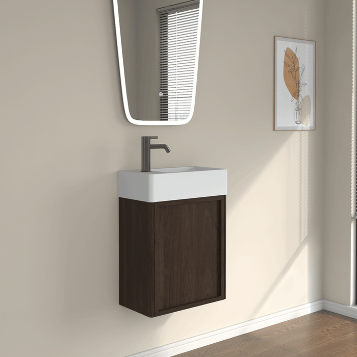 450*250*500mm Infinity FELIX Walnut Plywood With Single Door Wall Hung Vanity