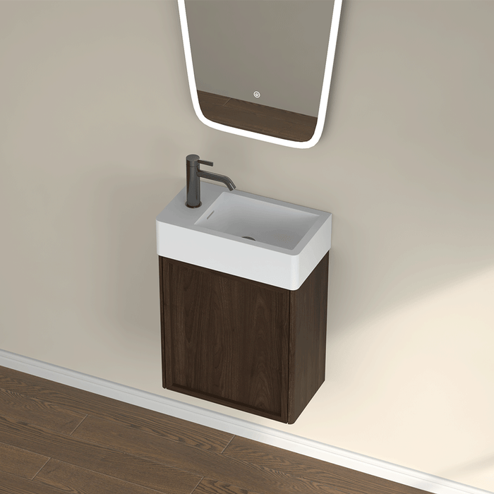450*250*500mm Infinity FELIX Walnut Plywood With Single Door Wall Hung Vanity