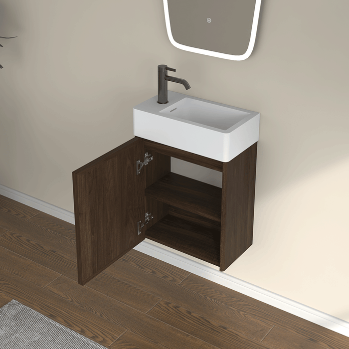 450*250*500mm Infinity FELIX Walnut Plywood With Single Door Wall Hung Vanity