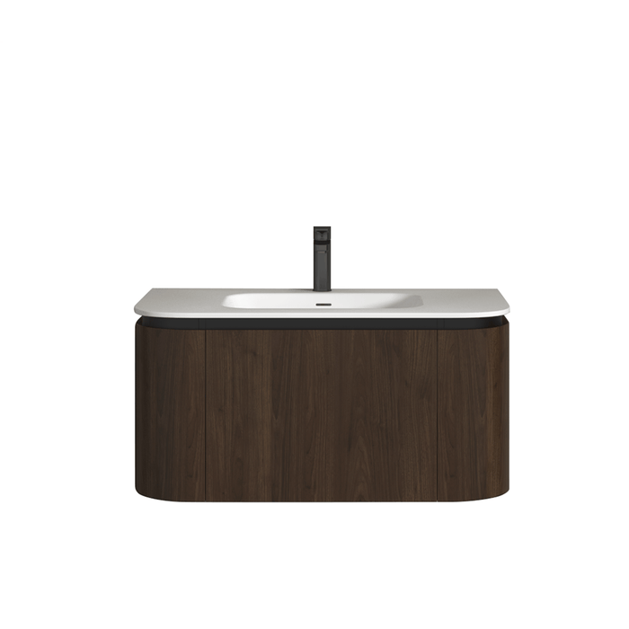 900-1500*455*430mm Infinity FELIX Walnut Plywood With One Main Drawer And Two Side Drawers Wall Hung Vanity