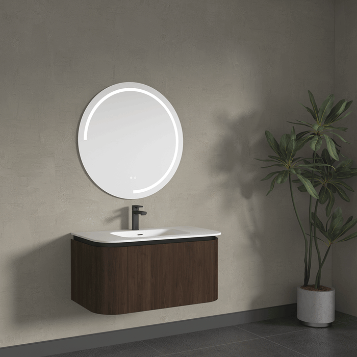 900-1500*455*430mm Infinity FELIX Walnut Plywood With One Main Drawer And Two Side Drawers Wall Hung Vanity