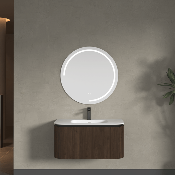900-1500*455*430mm Infinity FELIX Walnut Plywood With One Main Drawer And Two Side Drawers Wall Hung Vanity