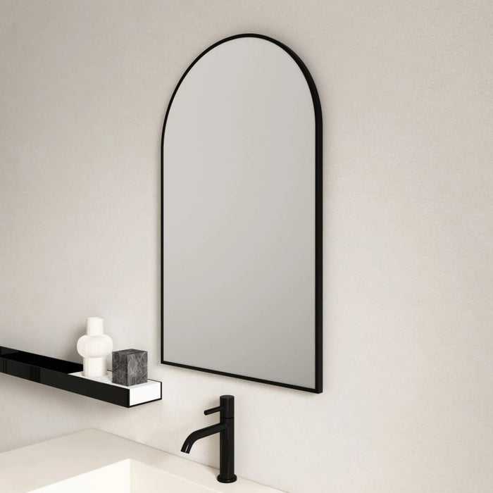 600*900mm Mercio Arch Aluminum Matt Black Framed Mirror