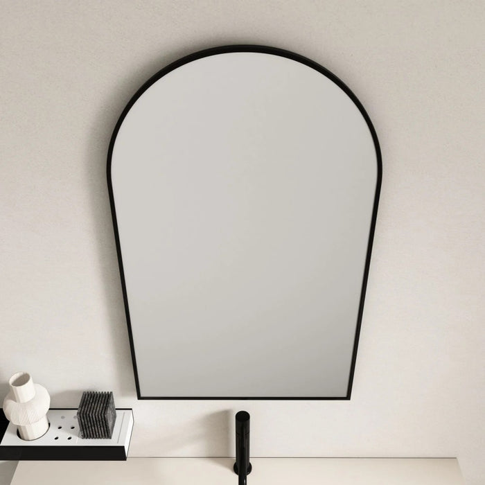 600*900mm Mercio Arch Aluminum Matt Black Framed Mirror