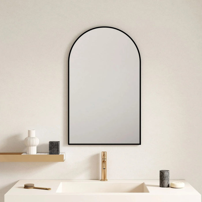 600*900mm Mercio Arch Aluminum Matt Black Framed Mirror