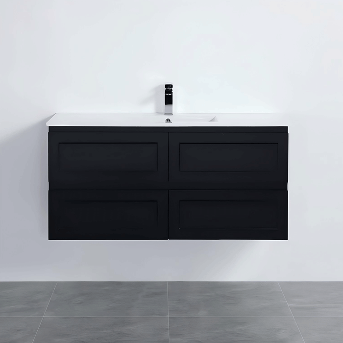 600-1500*460*580mm Poseidon PVC Matt Black Bathroom Wall Hung Vanity