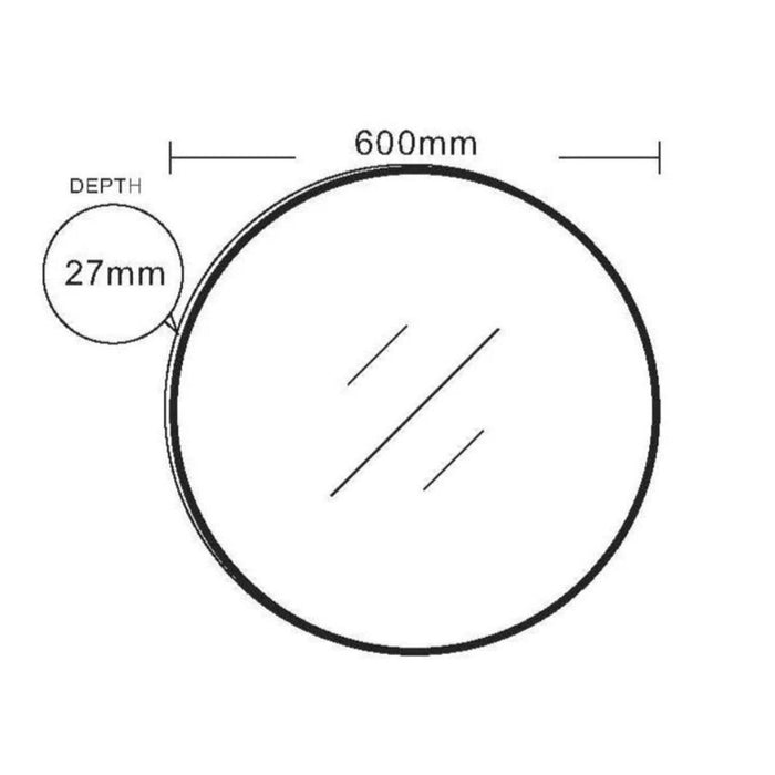 600/750/900*27mm Mercio Round Aluminum Copper-free Glass Framed Mirror