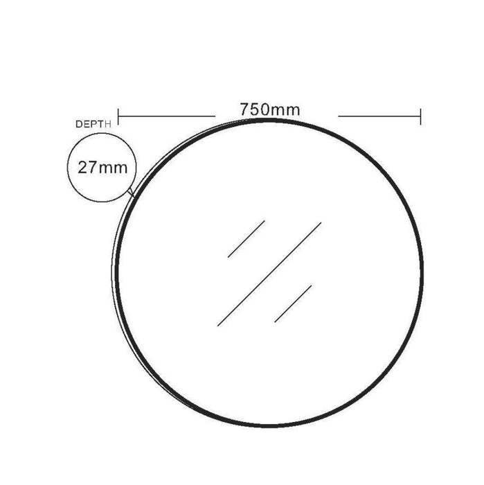 600/750/900*27mm Mercio Round Aluminum Copper-free Glass Framed Mirror