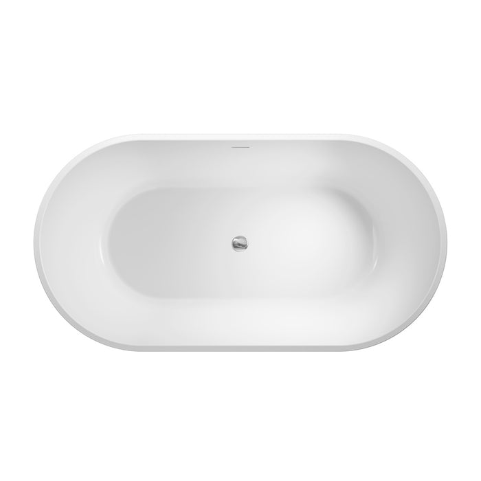 1500-1700mm FIE Austin Gloss White Oval Acrylic Freestanding Bathtub With Overflow