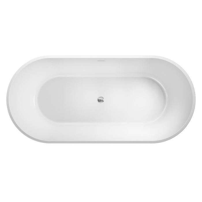 1500-1700mm FIE Austin Gloss White Oval Acrylic Freestanding Bathtub With Overflow