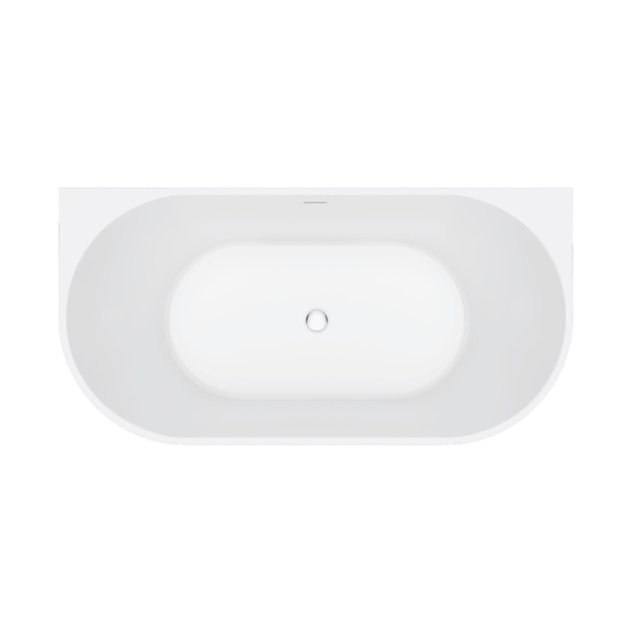 1500/1700mm FIE Eleanor Gloss White Oval Fluted Acrylic Back To Wall Bathtub