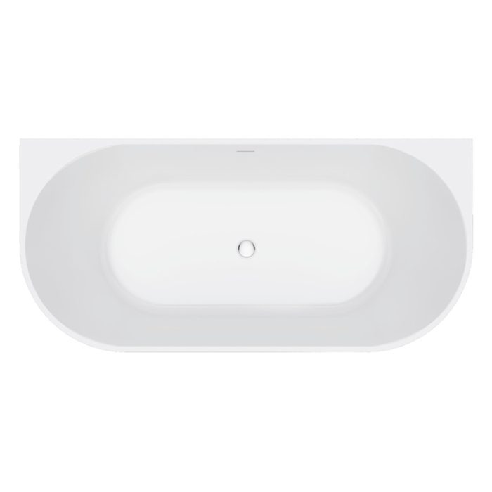 1500/1700mm FIE Eleanor Gloss White Oval Fluted Acrylic Back To Wall Bathtub
