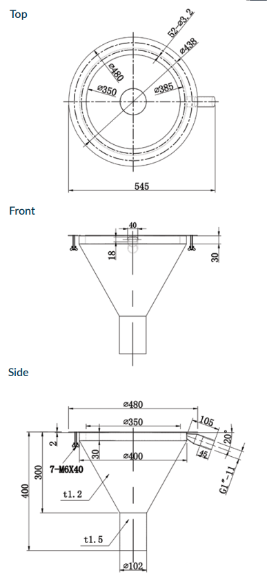 350*350*300mm Round to Conical Flushing Rim Sink - HD reno