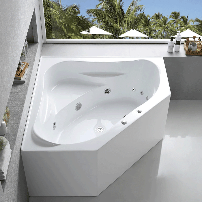 FS53 1290/1490*1290/1490*640mm White 12 Jets Acrylic Freestanding Spa Bathtub