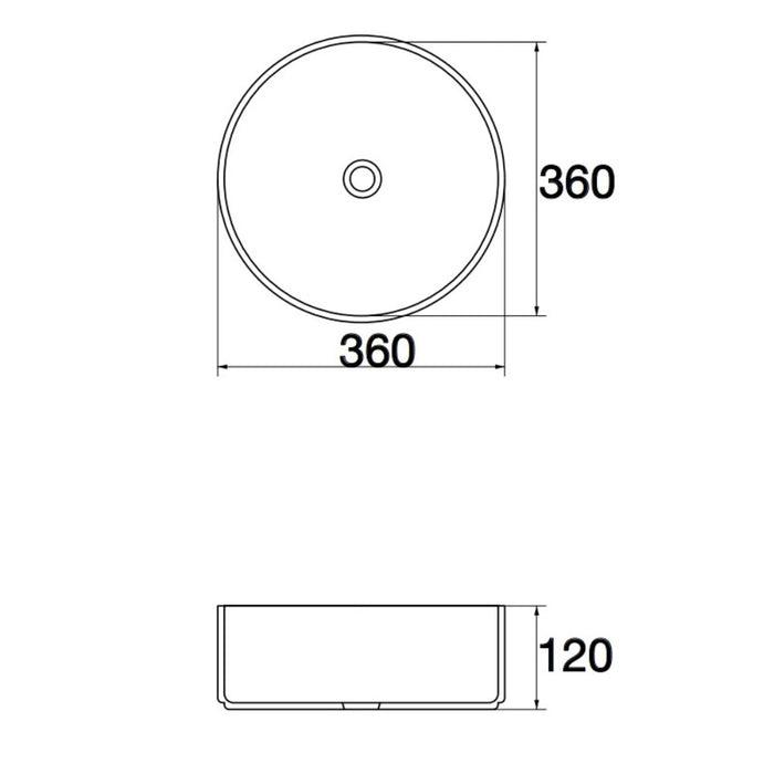 360*360*125mm Aquaperla Carrara Matte White Round Above Counter Basin
