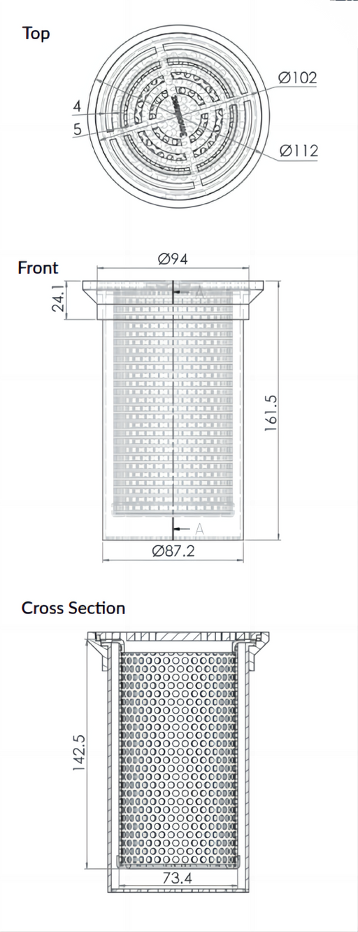112mm Round Drop in Floor Waste Arrestor (suits 100mm pipe) (Heel Proof) - HD reno