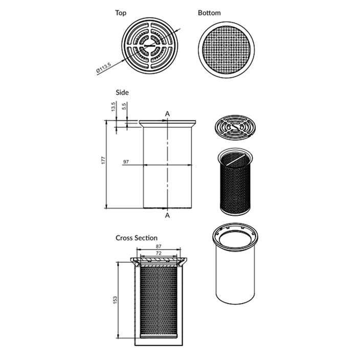 100mm 3monkeez Round Floor Waste Arrestor (Suits 100mm Pipe)