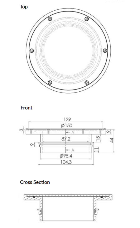 150mm Round Clear Out Suits 100mm DWV or HDP - 304 316 - HD reno