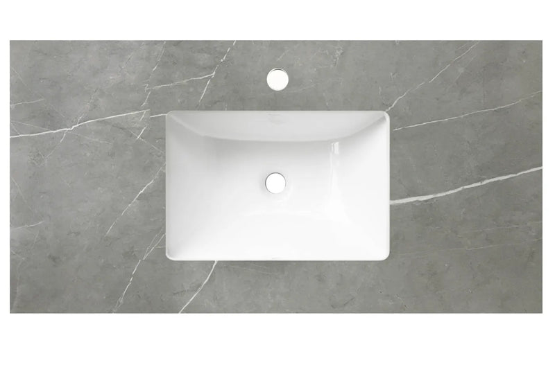 600*460*15mm Amani Grey Rock Plate Stone Tops With Undermount Basin