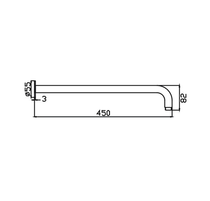 HC Chris Brushed Nickel Round Wall Shower Arm
