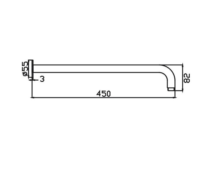 HC Chris Black Wall Shower Arm