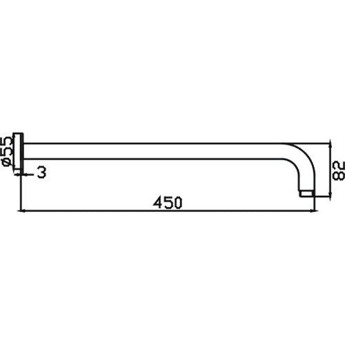 450mm Chris HC Rose Gold Wall Round Shower Arm