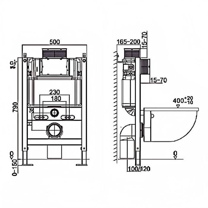 R&T Cistern Framed Low Rise/Low height/Low Level/Mid Level In-wall Cistern For Wall Hung Pan