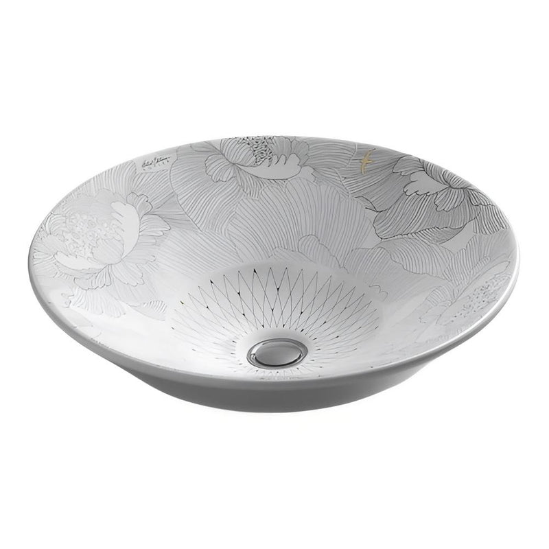 413*413mm KOHLER Bell Round Vitreous China Empress Bouquet Conical Vessels Above Counter Basin