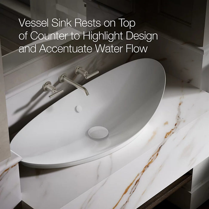 530/980mm Kohler Veil White Oval Vessel With Overflow Semi Insert Basins