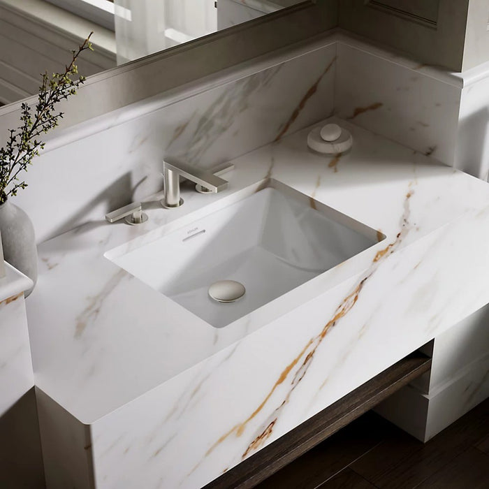 482*352*184mm Kohler Brazn Kohler White/Honed Black Ceramic Rectangle With Overflow Under-Mount Basins