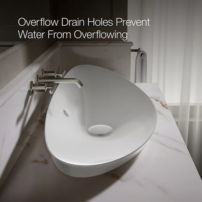 530/980mm Kohler Veil White Oval Vessel With Overflow Semi Insert Basins