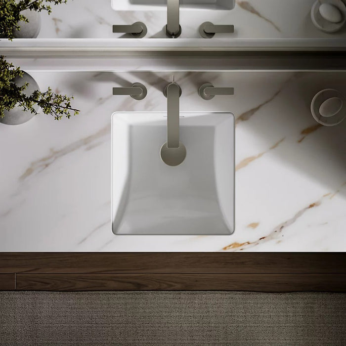 352*352*180mm Kohler Brazn Kohler White/Honed Black Ceramic Square With Overflow Under-Mount Basins